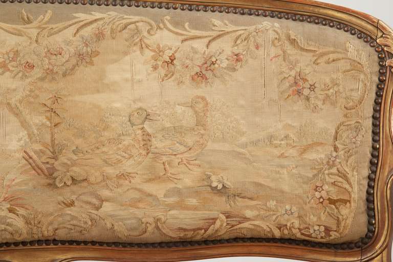 French Louis XV Style Settee with Original Aubusson, 19th Century 4