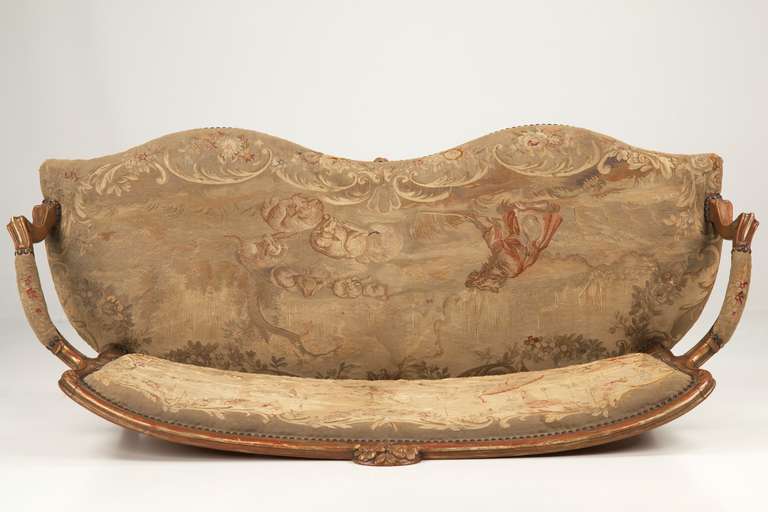 French Louis XV Style Settee with Original Aubusson, 19th Century 6