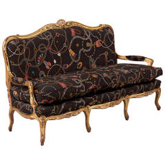 French Louis XV Style Giltwood Antique Settee Sofa, 19th Century