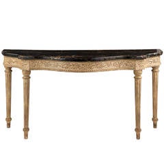 French Louis XVI Style Painted Marble-Top Console Table, 20th Century