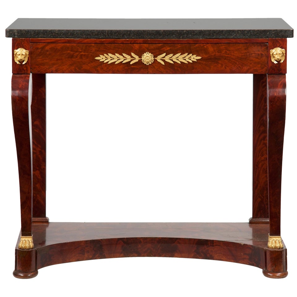 French Empire Mahogany Gilt Bronze Pier Table