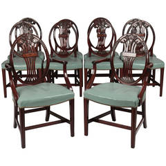 Antique Ten Hepplewhite Style Mahogany Dining Chairs, B. Altman c. 1920