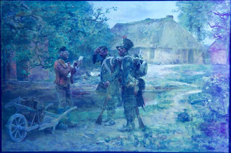 Julien Le Blant Military Oil Painting on Panel of Soldiers 2