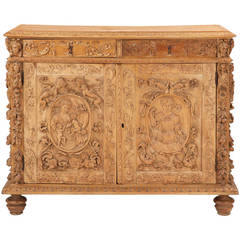 Continental Carved Beechwood Antique Cabinet in Baroque Taste, 19th Century
