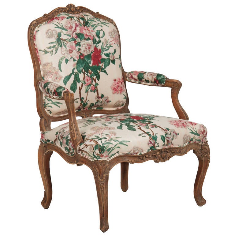 Fine Louis XV Beechwood Fauteuil Chair by Louis Cresson