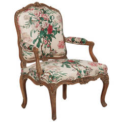 Antique Fine Louis XV Beechwood Fauteuil Chair by Louis Cresson