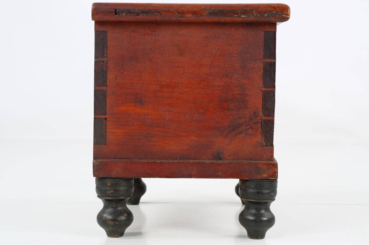 Pine American Red Painted Miniature Blanket Chest, Pennsylvania circa 1830-1850