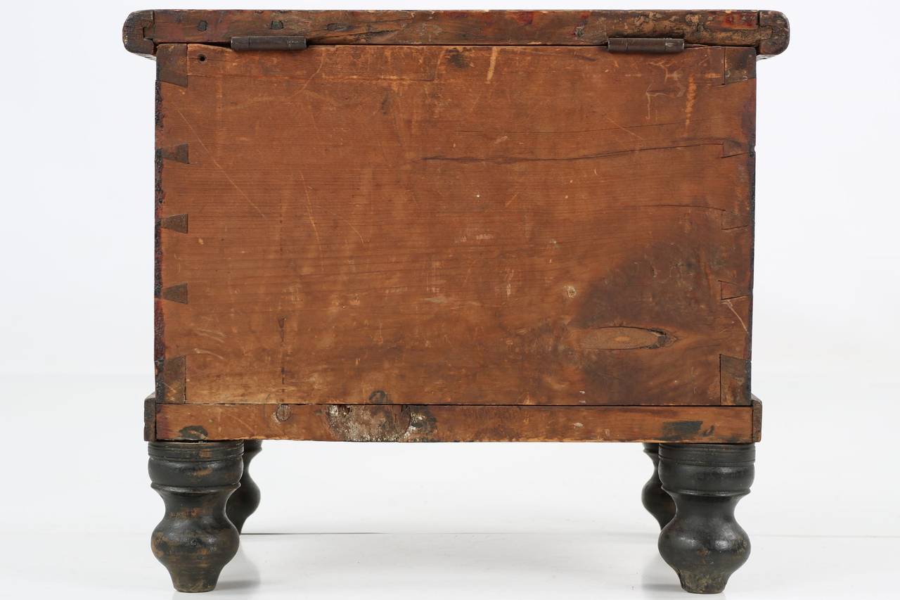 19th Century American Red Painted Miniature Blanket Chest, Pennsylvania circa 1830-1850