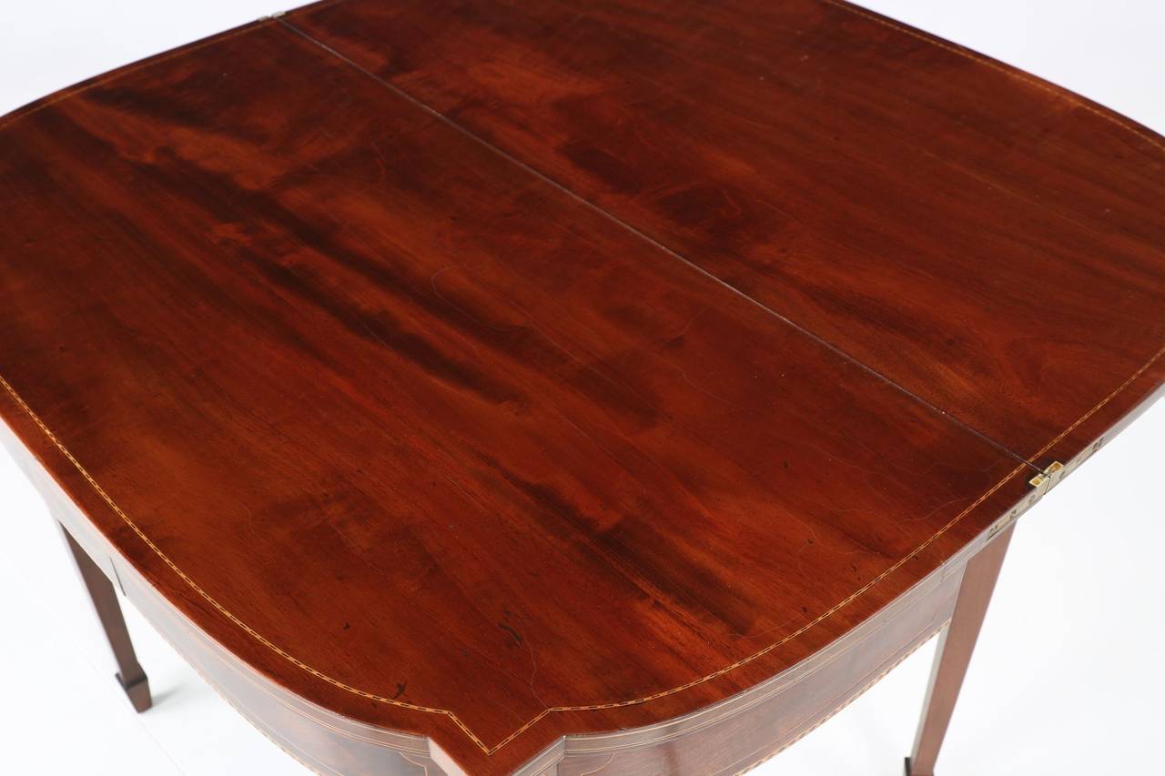 American Federal Style Inlaid Mahogany Antique Card Table, Potthast Brothers 3