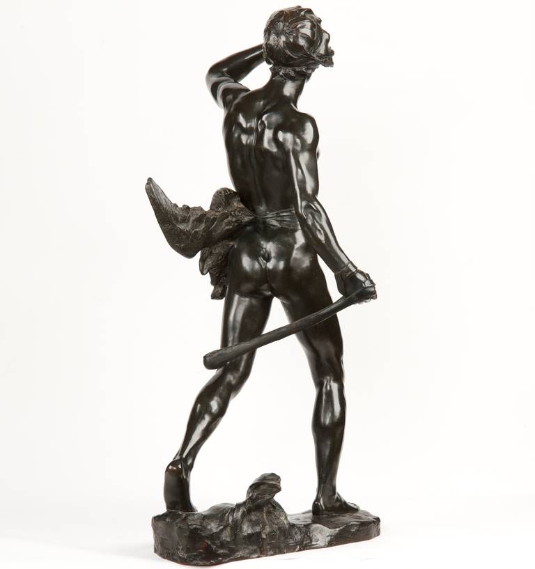Patinated Maurice Bouval French Bronze Sculpture of Hunter, Goldscheider Foundry c. 1900