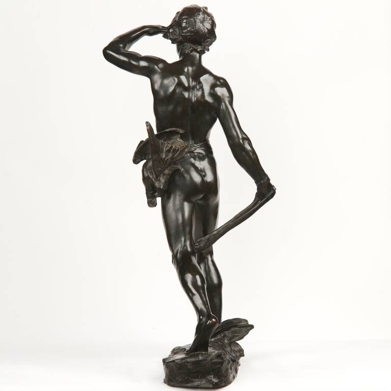 Maurice Bouval French Bronze Sculpture of Hunter, Goldscheider Foundry c. 1900 In Excellent Condition In Shippensburg, PA