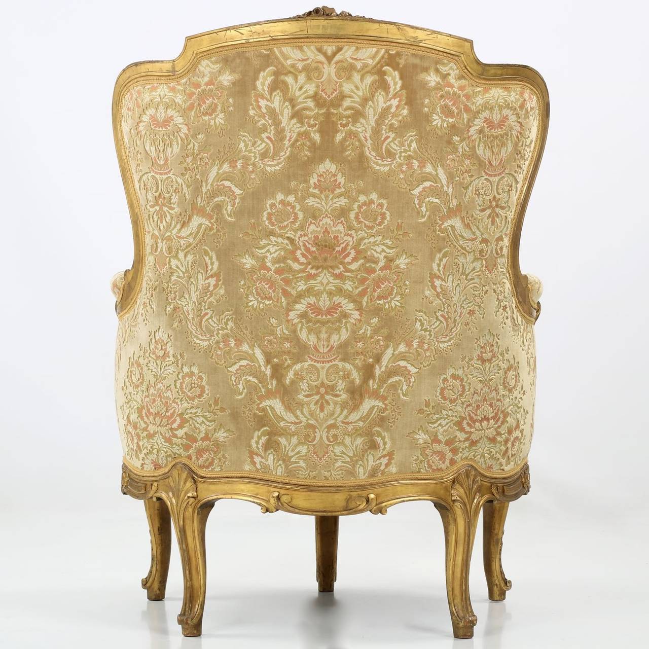 Louis XV Style Carved Giltwood Antique Bergere Armchair, circa 1870 In Excellent Condition In Shippensburg, PA