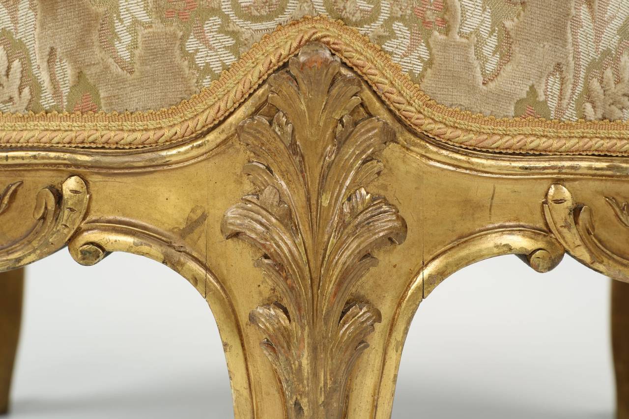 Louis XV Style Carved Giltwood Antique Bergere Armchair, circa 1870 5