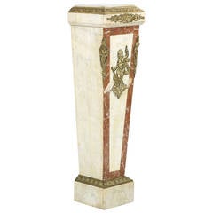French Neoclassical Marble and Gilt Bronze Antique Pedestal Column, 19th Century
