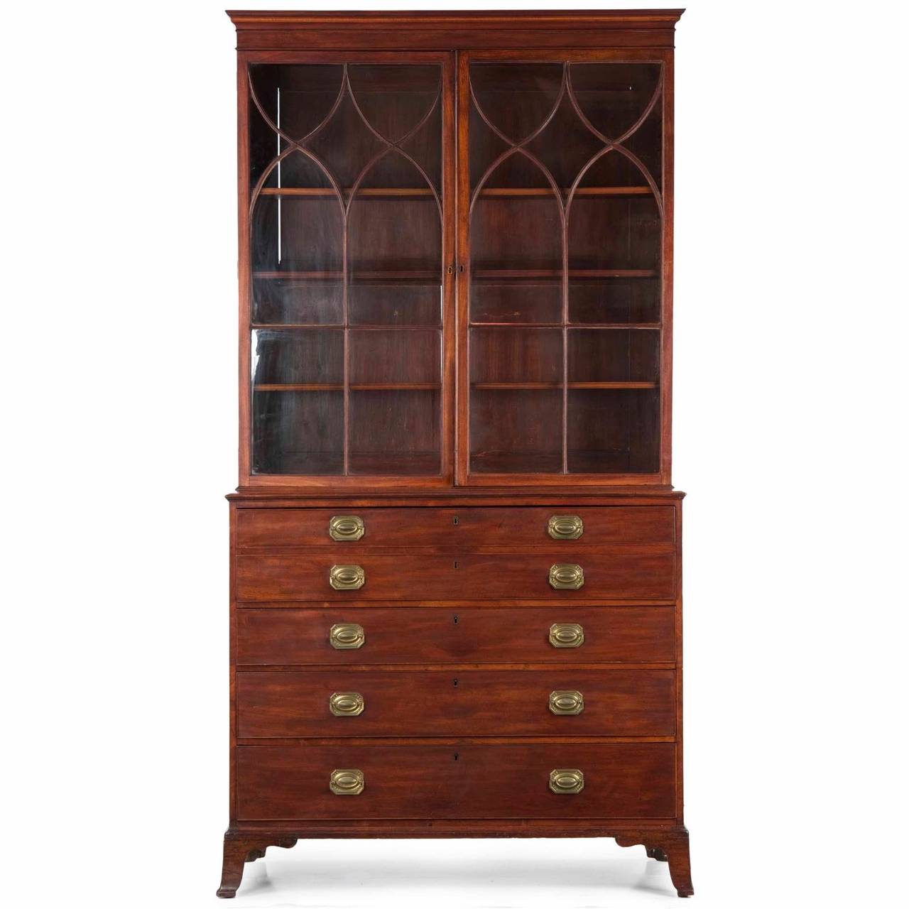 A superbly crafted and designed piece, this fine secretary desk is a rare survivor with nearly perfect originality throughout.  Other than the surface having been touched up over the years, the color vibrant and deep under countless layers of wax,