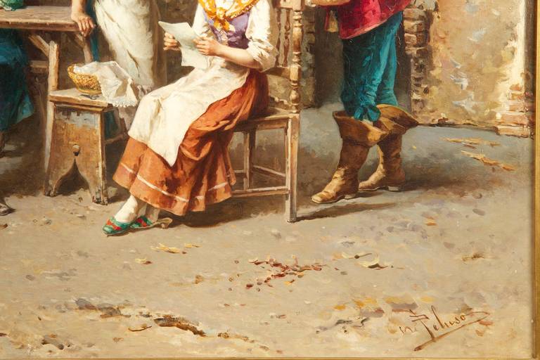 Romantic Francesco Peluso Antique Oil Painting, 