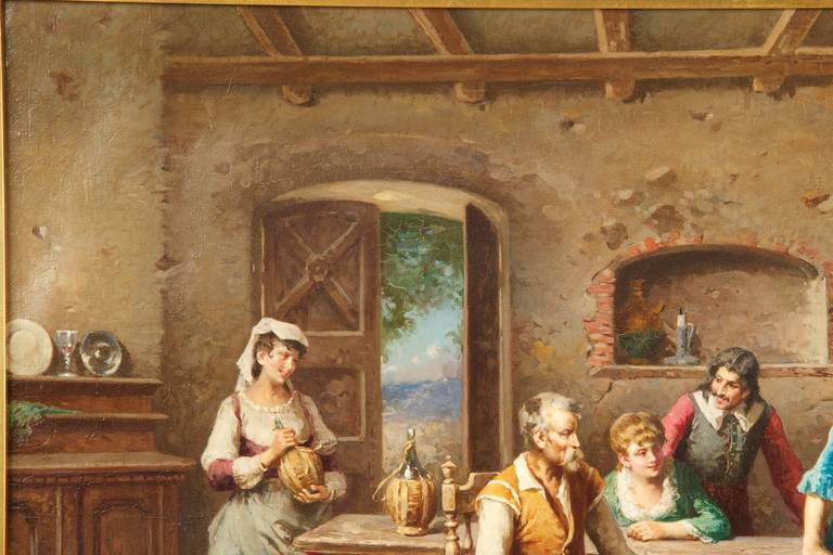 Italian Francesco Peluso Antique Oil Painting, 