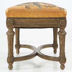 French Louis XVI Style Painted Antique Foot Stool Ottoman, 19th Century