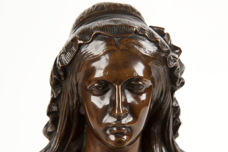 Romantic French Antique Bronze Bust after Jean-Baptiste Clésinger, F. Barbedienne