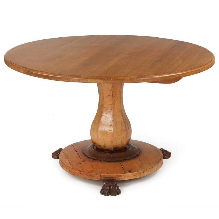 Continental Empire Circular Antique Dining Table in Gustavian Taste