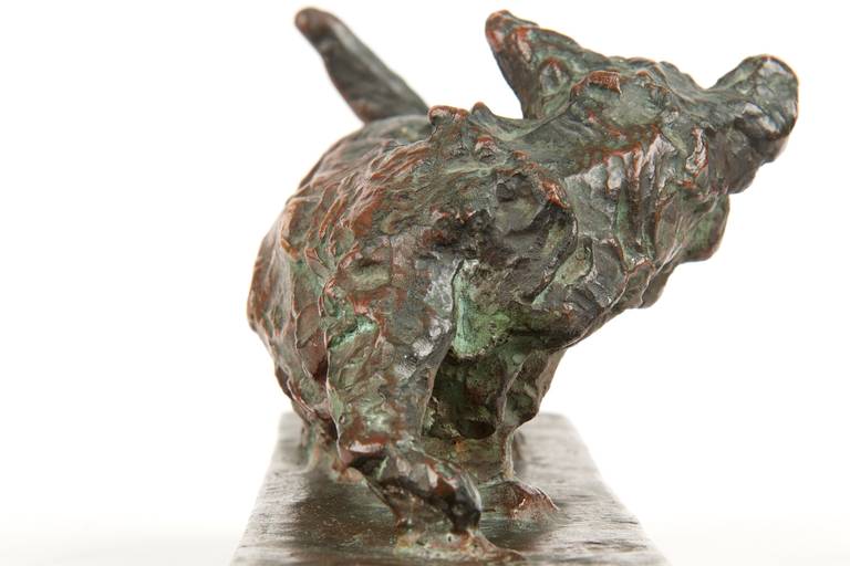 Antique Bronze Dog Sculpture, 