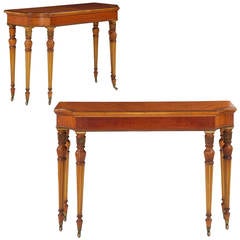 Pair of Edwardian Satinwood Antique Console Tables, Early 20th Century