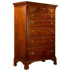 Antique American Federal Walnut Tall Chest of Drawers, Pennsylvania circa 1810-1820