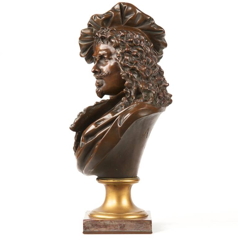Fine Bronze Bust of Rembrandt by Albert Carrier-Belleuse In Excellent Condition In Shippensburg, PA