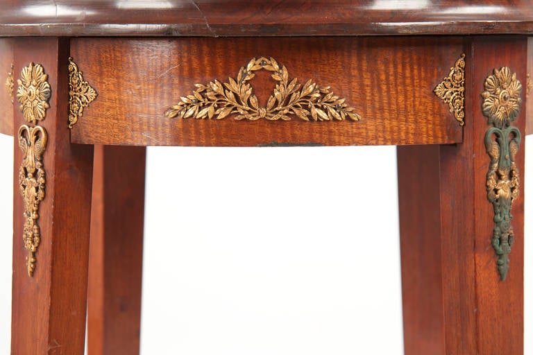 Mahogany French Empire Style Ormolu Mounted Antique Side Table c. 1900