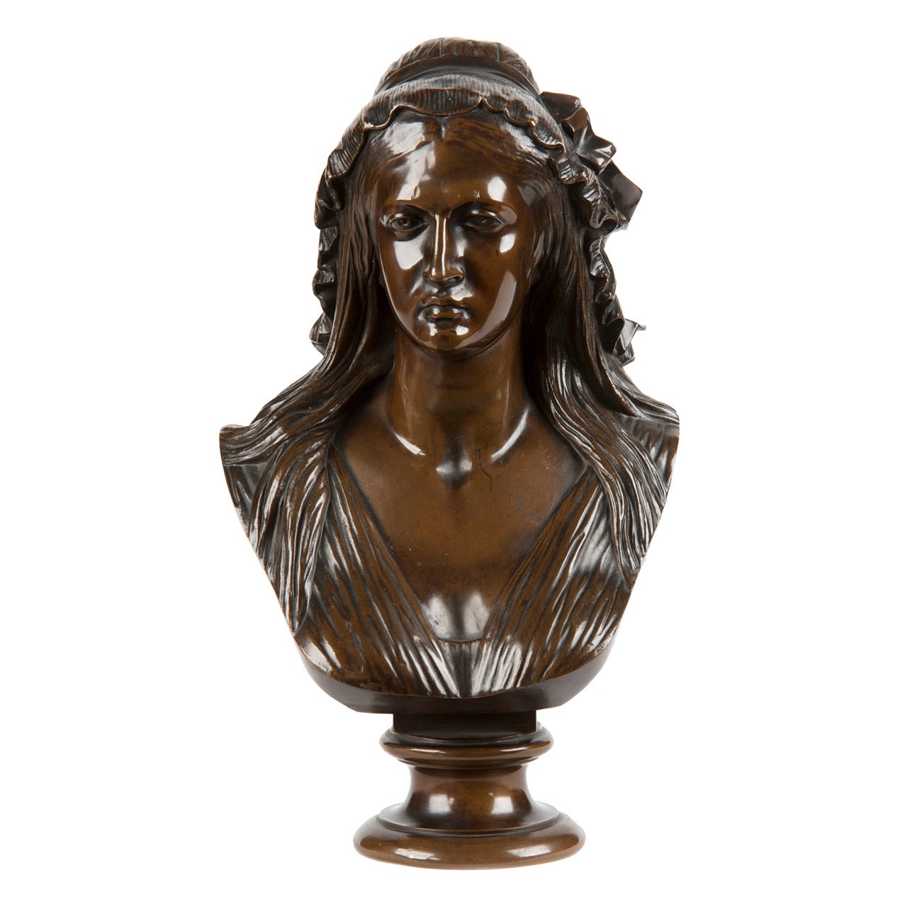 French Antique Bronze Bust after Jean-Baptiste Clésinger, F. Barbedienne