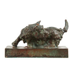 Antique Bronze Dog Sculpture, "Chasing His Tail", Edith B. Parsons, by Gorham