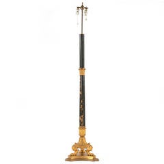 French Empire Gilt Bronze Torchiere Antique Lamp, circa 1900