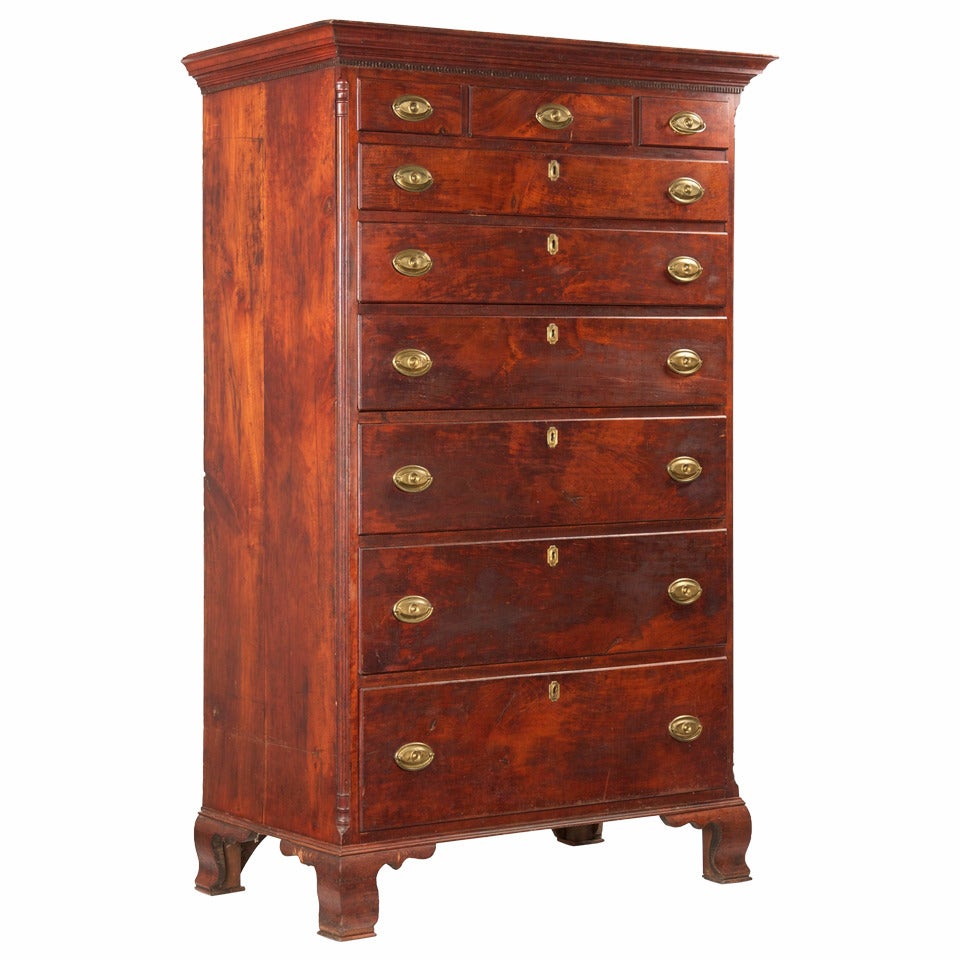 Fine American Pennsylvania Chippendale Cherry Tall Chest of Drawers c. 1790-1810