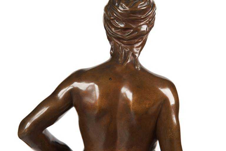 19th Century Antonin Mercié Bronze Sculpture of David Avant le Combat, Barbedienne