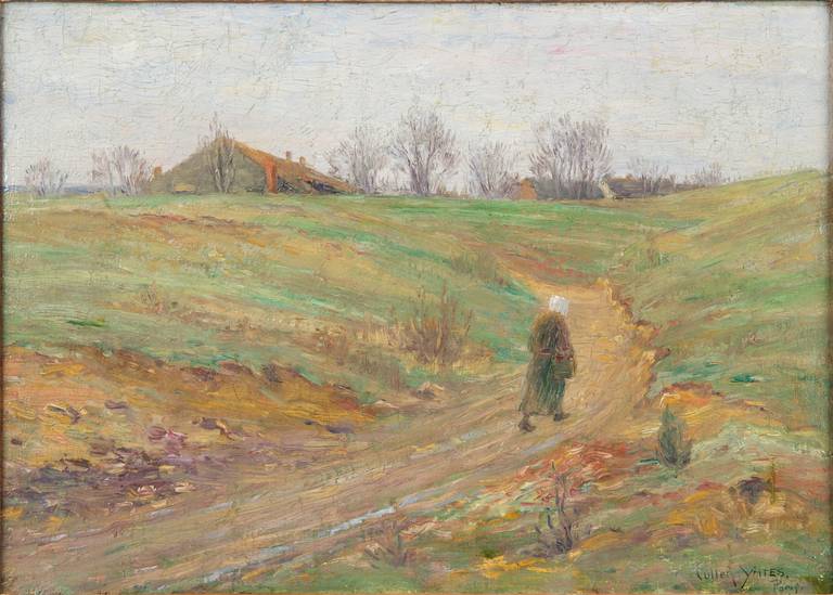 Cullen Yates (Américain:: 1866-1945) Peinture ancienne d'un paysage d'automne