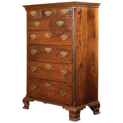 18th Century American Chippendale Walnut Tall Chest of Drawers, Pennsylvania