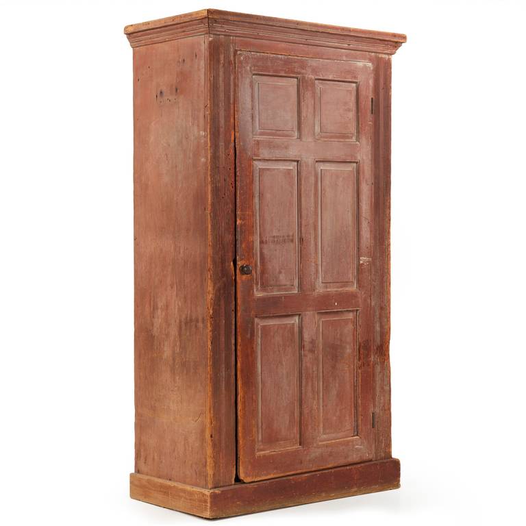Primitive Pennsylvania Raised Panel Painted Antique Cupboard Cabinet, 19th Century