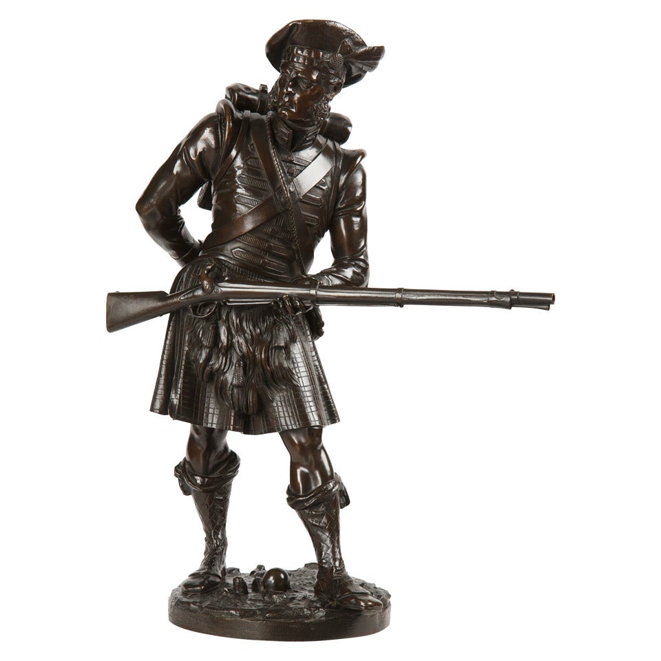 Albert Carrier-Belleuse Bronze Sculpture of Scottish Highlander