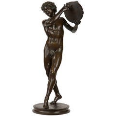 Justin Sanson Antique French Bronze Sculpture of Youth Dancing, Boyers Foundry