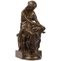 Eugene Aizelin French Bronze Sculpture of Psyche by F. Barbedienne Foundry