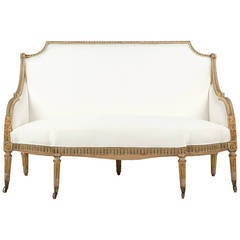 Fine French Louis XVI Style Painted Antique Settee Sofa, Early 19th Century