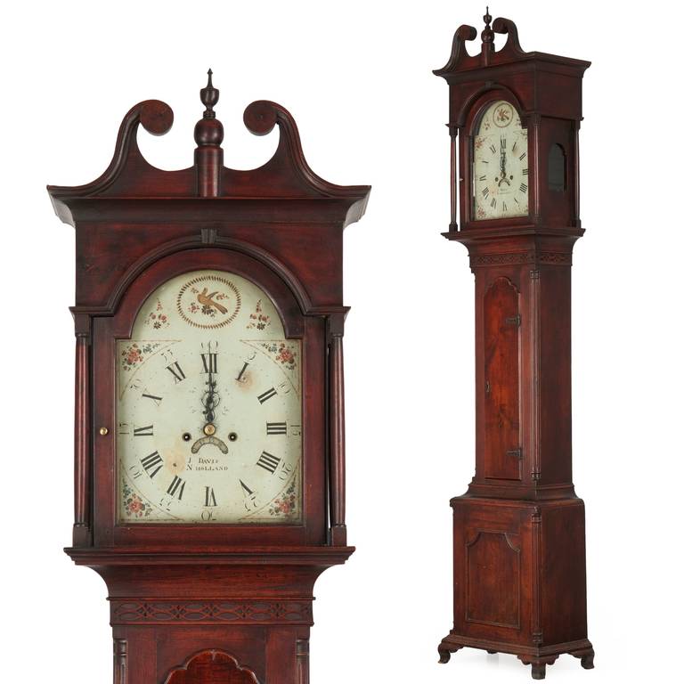 EXCEPTIONAL AMERICAN CHIPPENDALE WALNUT TALL CASE CLOCK
John Davis of New Holland in Lancaster County, Pennsylvania, active c. 1783-1807

An exquisite example of Pennsylvania craftsmanship, this tall case clock is a work that dominates the
