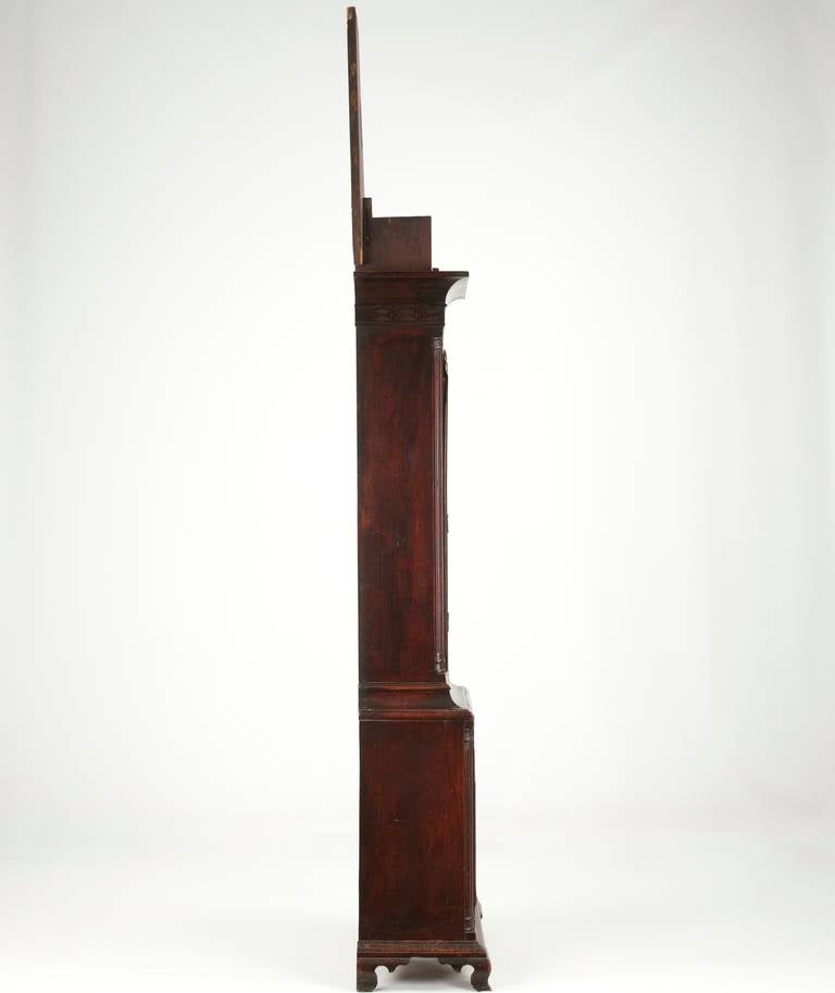 American Chippendale Walnut Antique Tall Case Clock, John Davis, Pennsylvania 1