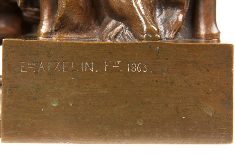 Eugene Aizelin French Bronze Sculpture of Psyche by F. Barbedienne Foundry 1