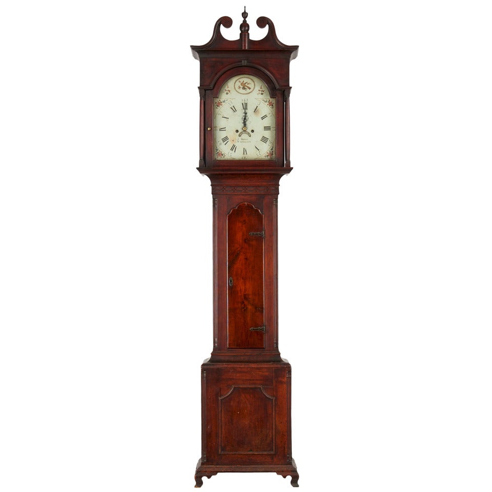 American Chippendale Walnut Antique Tall Case Clock, John Davis, Pennsylvania