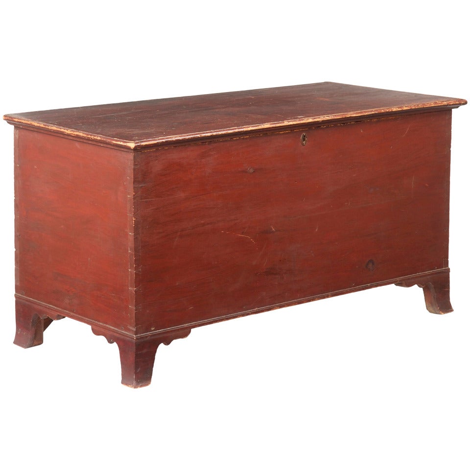 American Federal Antique Blanket Chest on Flared Feet, Pennsylvania 19th Century at 1stDibs