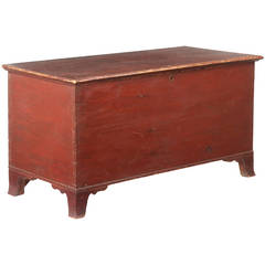 American Federal Antique Blanket Chest on Flared Feet, Pennsylvania 19th Century