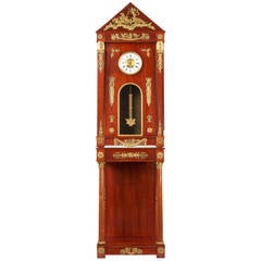 Antique Egyptian Revival Ormolu Mounted Mahogany Longcase Clock, Paris, circa 1910