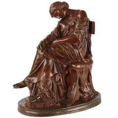 Petite sculpture franaise de Pnlope en bronze Barbedienne de Pierre Cavelier
