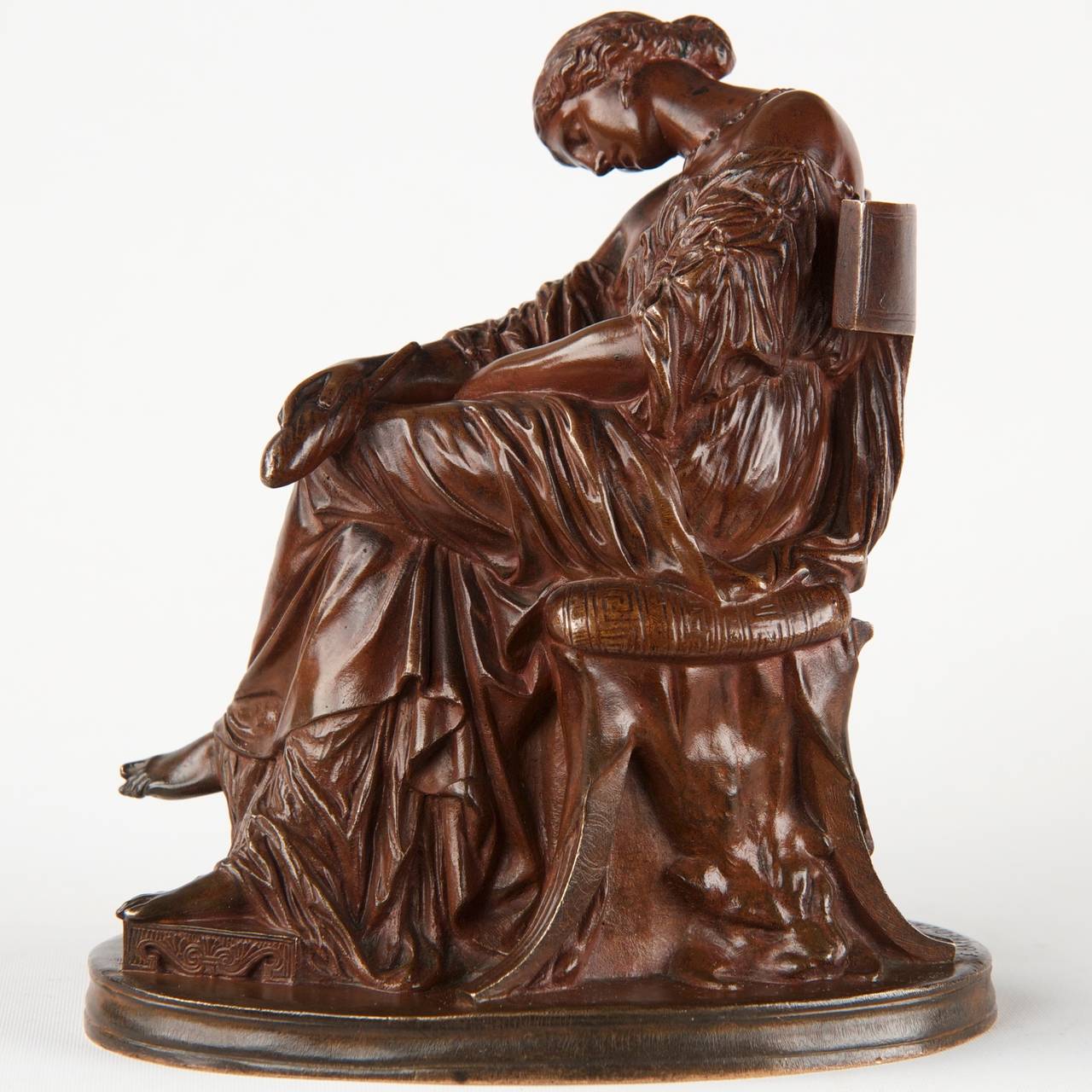Small Barbedienne French Bronze Sculpture of Penelope by Pierre Cavelier In Excellent Condition In Shippensburg, PA